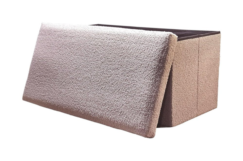 Taupe Boucle Cube Storage Ottoman - 15-inch