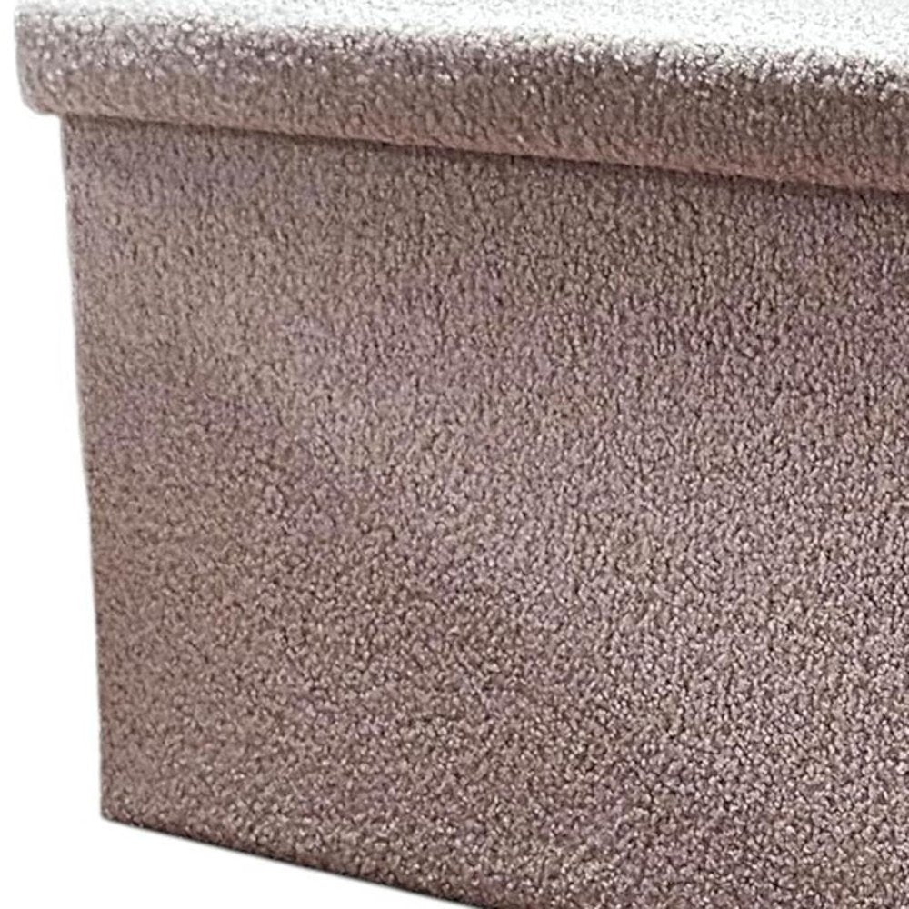 Taupe Boucle Cube Storage Ottoman - 15-inch