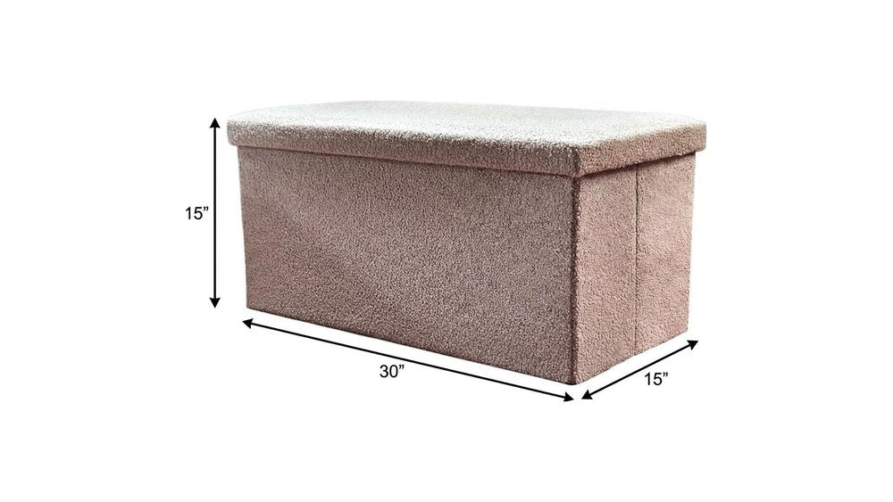 Taupe Boucle Cube Storage Ottoman - 15-inch