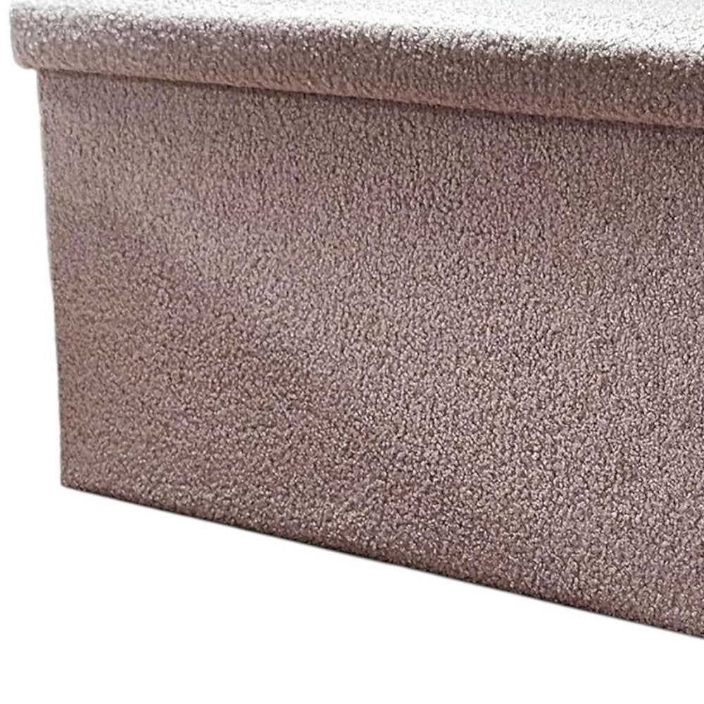 Taupe Boucle Cube Storage Ottoman - 15-inch
