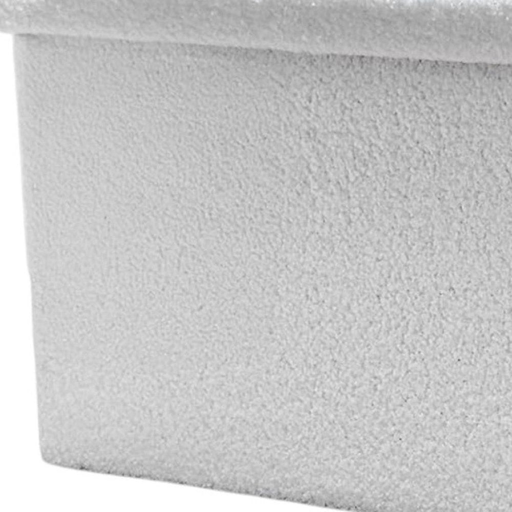 White Boucle Cube Storage Ottoman - 15-inch
