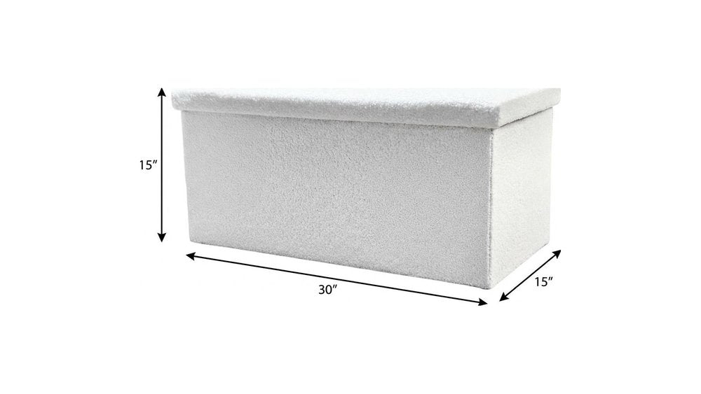 White Boucle Cube Storage Ottoman - 15-inch