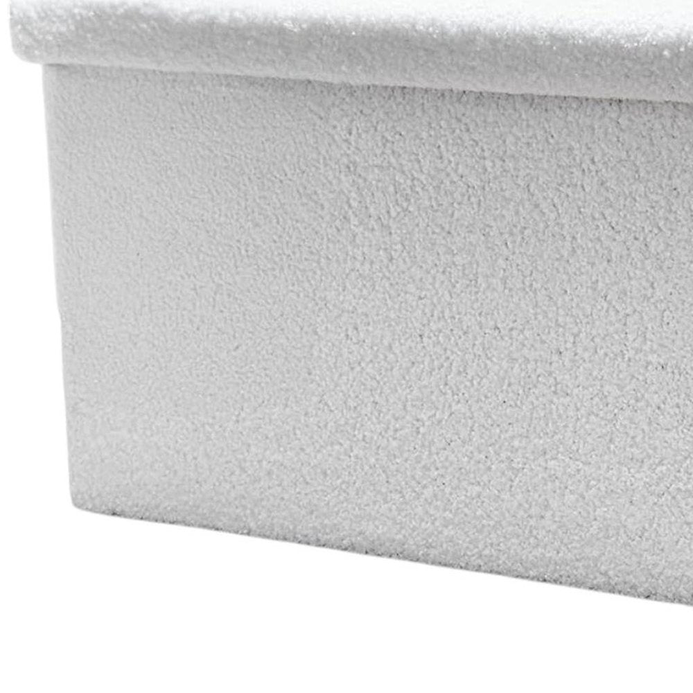 White Boucle Cube Storage Ottoman - 15-inch