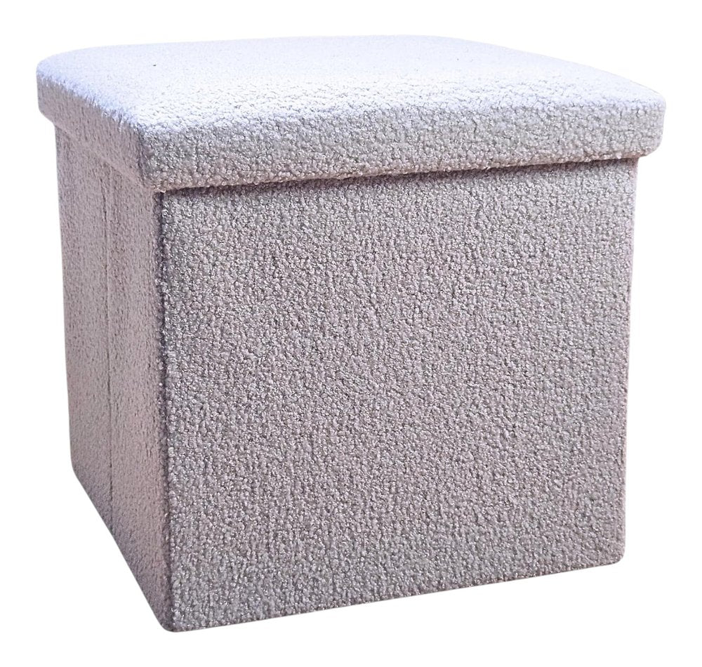 Gray Boucle Cube Storage Ottoman - 15-inch