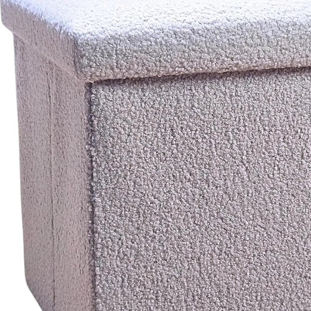 Gray Boucle Cube Storage Ottoman - 15-inch