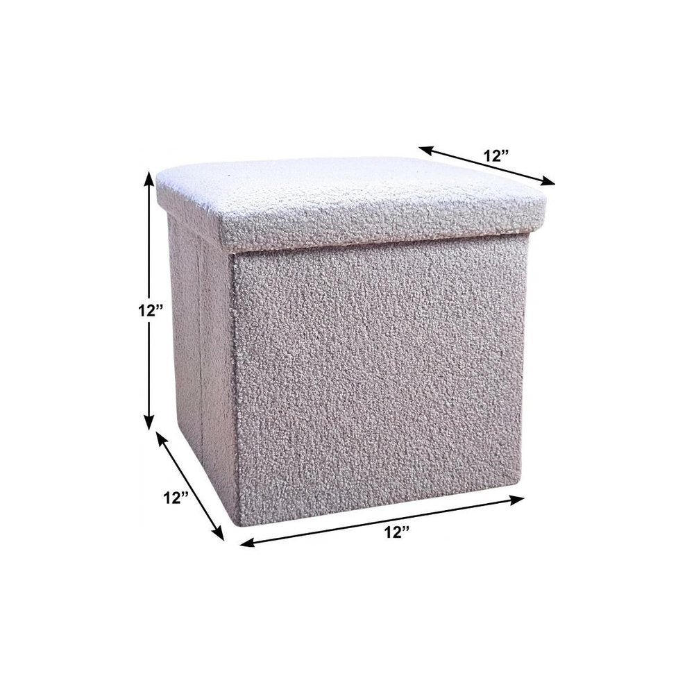 Gray Boucle Cube Storage Ottoman - 15-inch