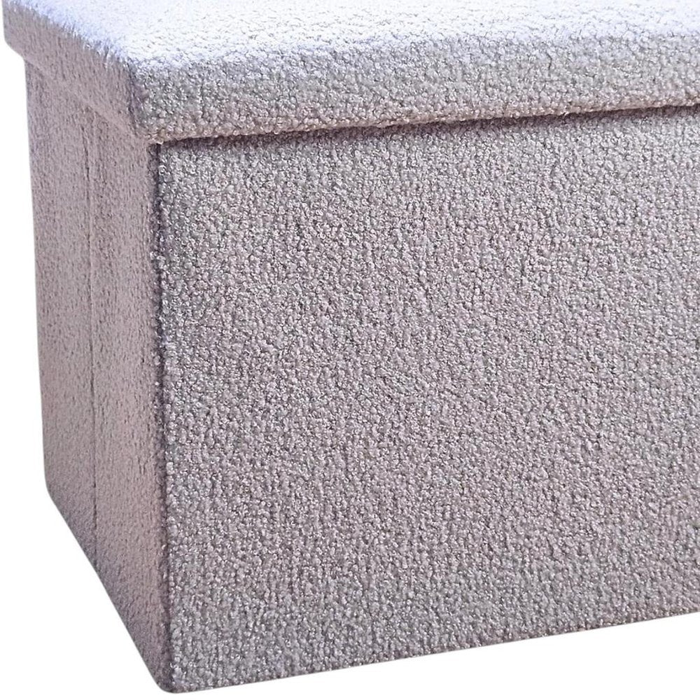 Gray Boucle Cube Storage Ottoman - 15-inch