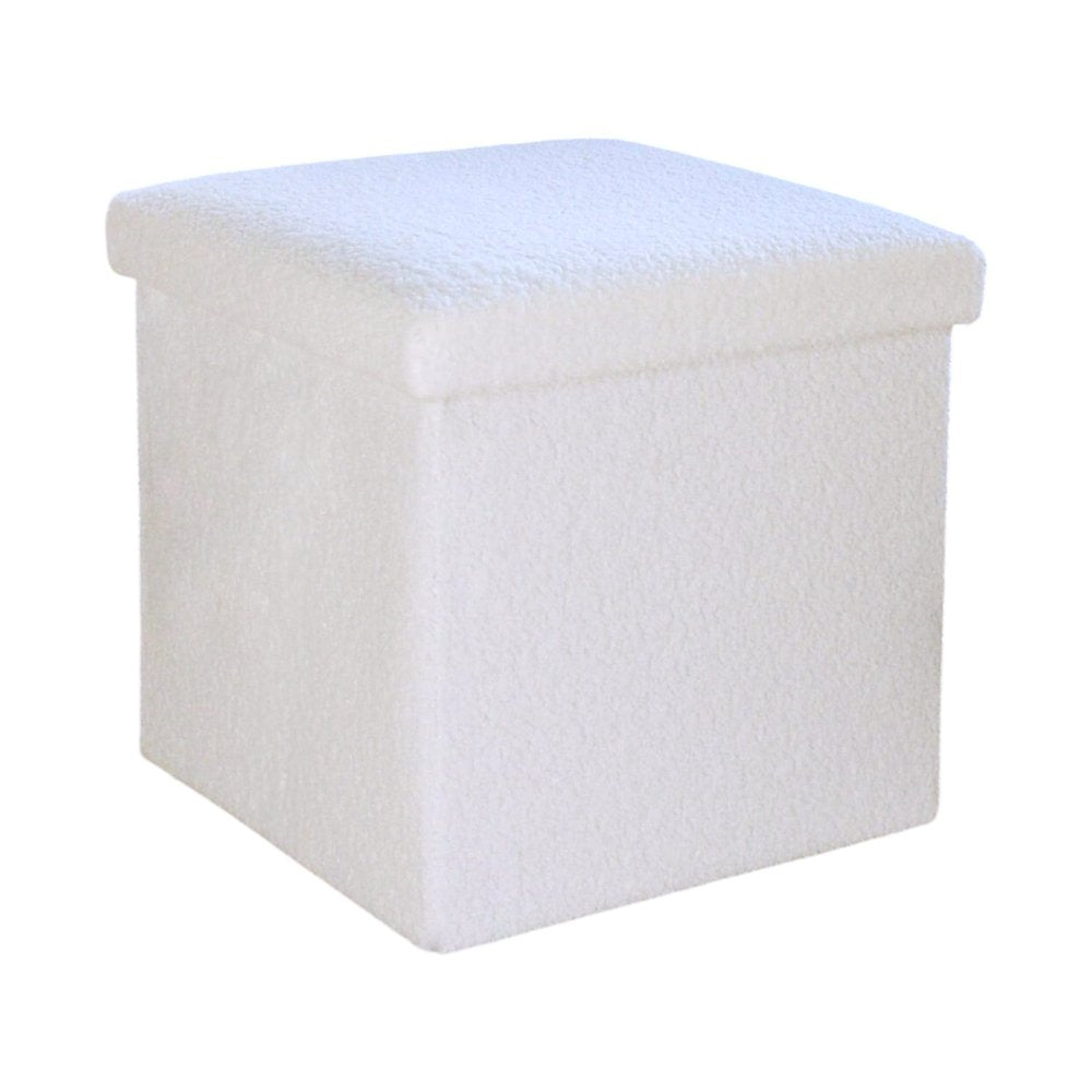 Taupe Boucle Cube Storage Ottoman - 12-inch