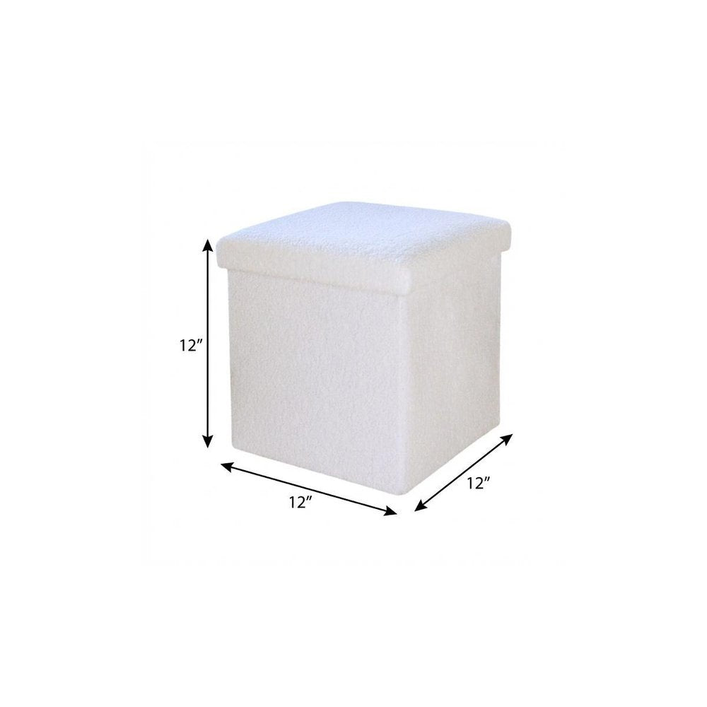 Taupe Boucle Cube Storage Ottoman - 12-inch