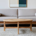 Natural and White Solid Wood Round Distressed Coffee Table - 39-inch