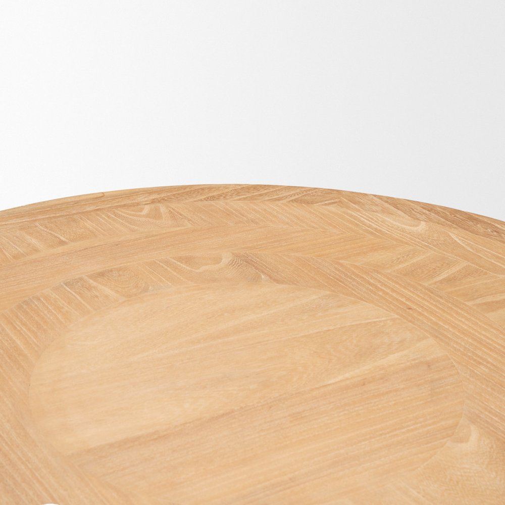 Natural and White Solid Wood Round Distressed Coffee Table - 39-inch