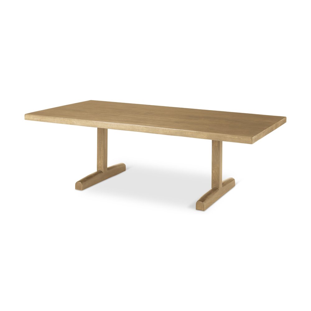 Natural Solid Wood Double Pedestal Coffee Table - 55-inch