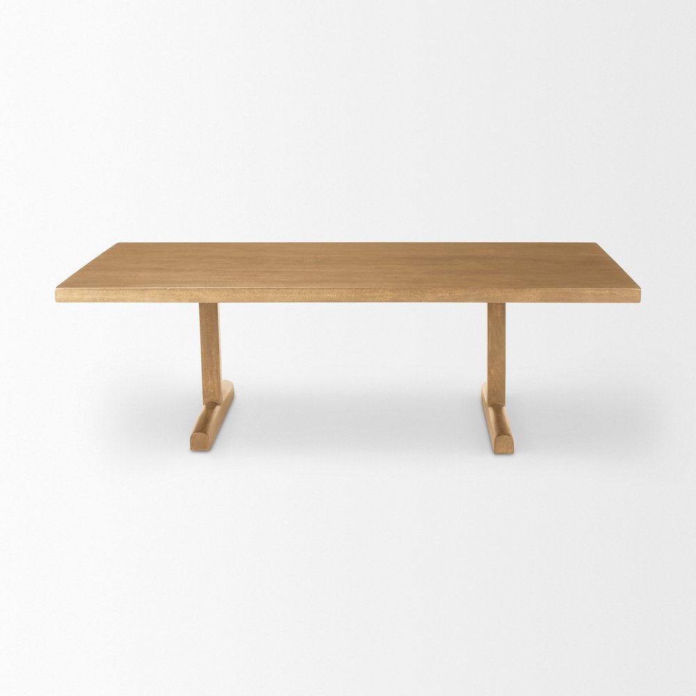 Natural Solid Wood Double Pedestal Coffee Table - 55-inch
