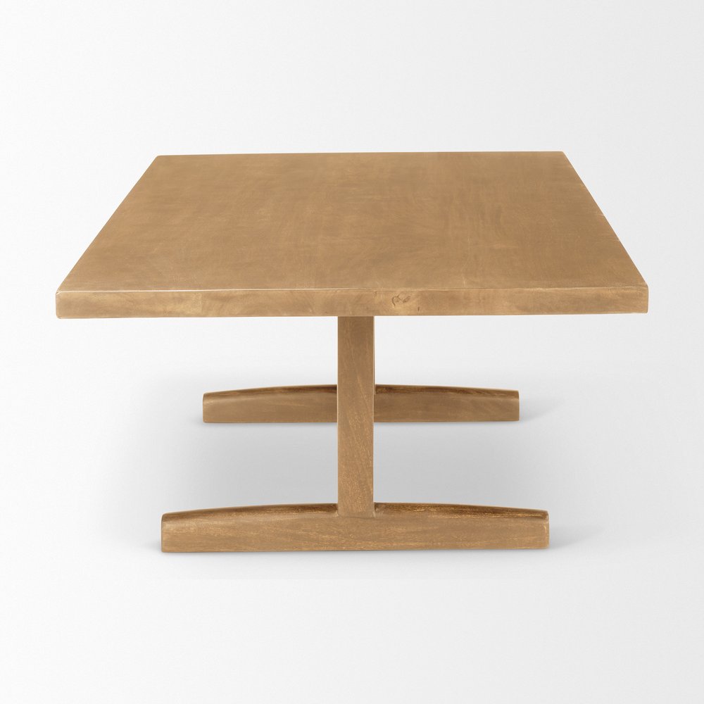 Natural Solid Wood Double Pedestal Coffee Table - 55-inch