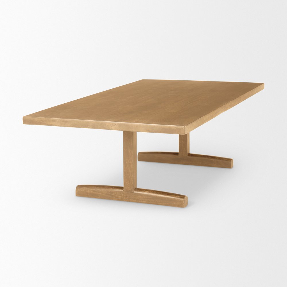 Natural Solid Wood Double Pedestal Coffee Table - 55-inch