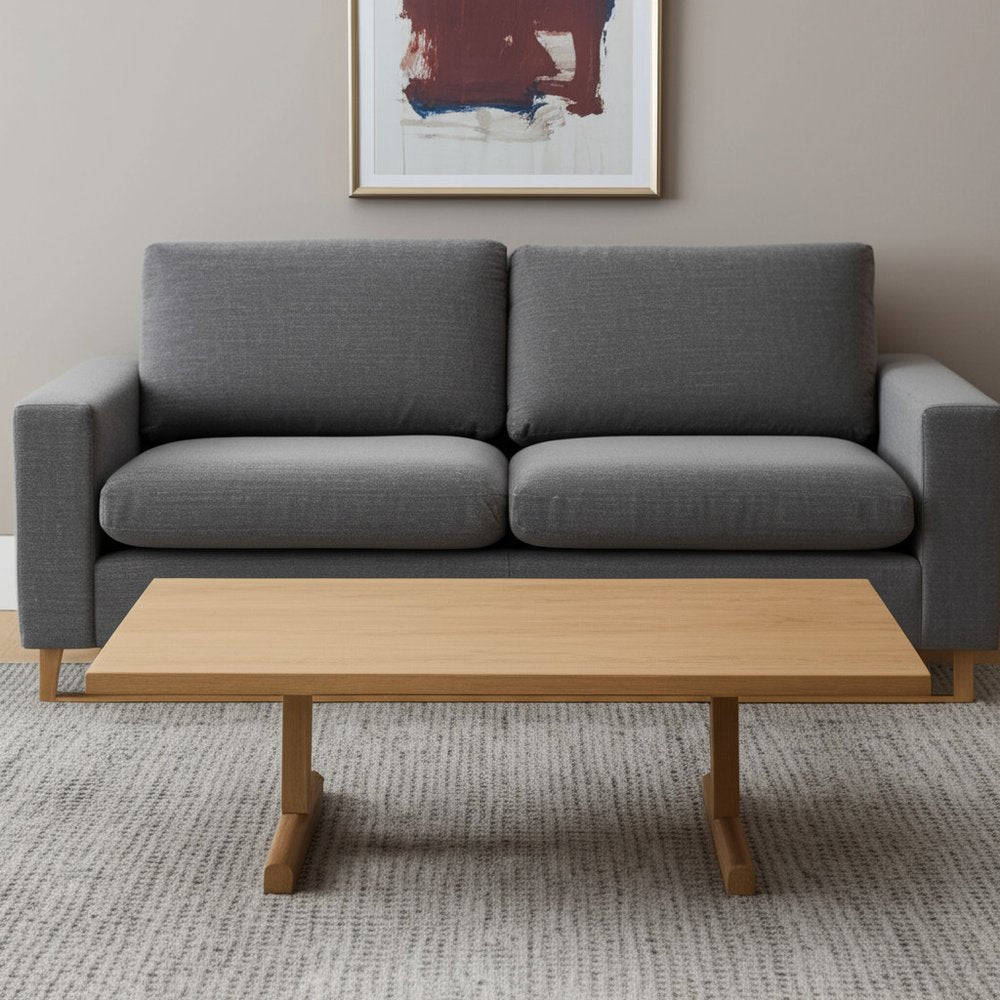Natural Solid Wood Double Pedestal Coffee Table - 55-inch