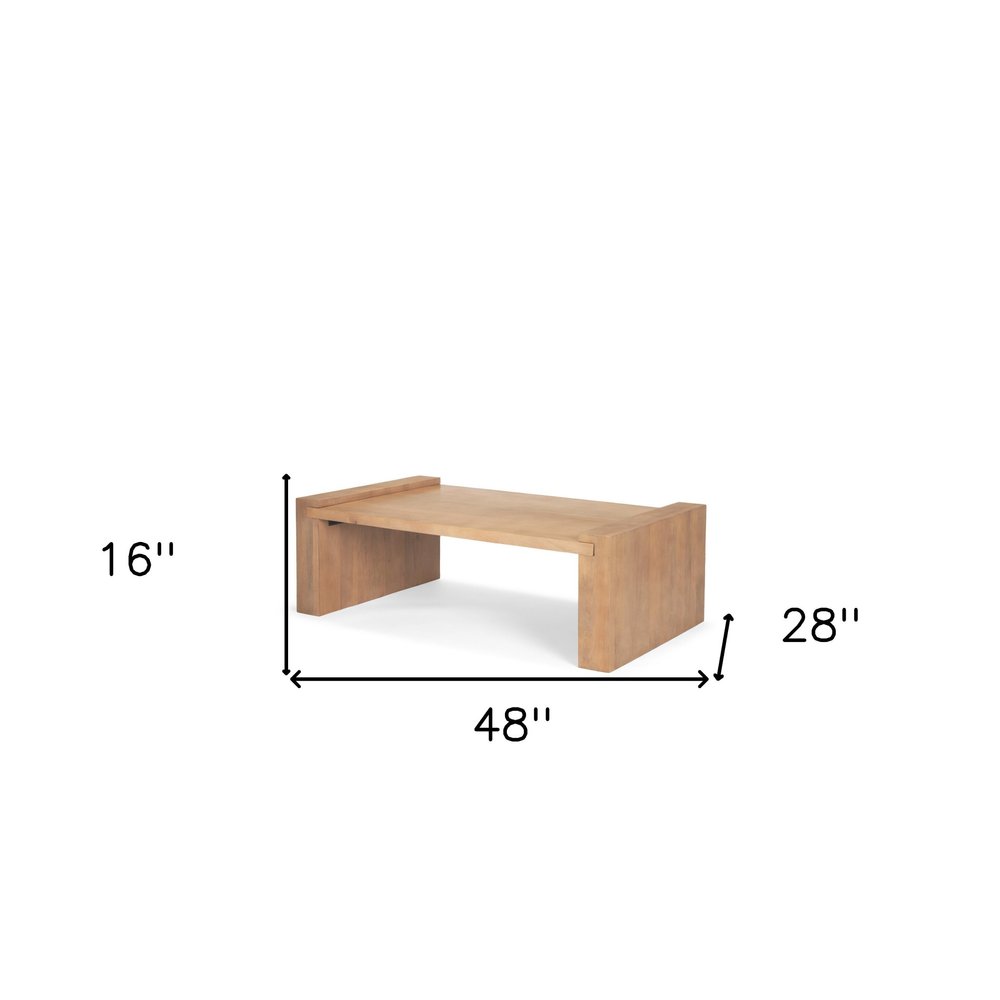 Natural Solid Wood Sled Coffee Table - 48-inch