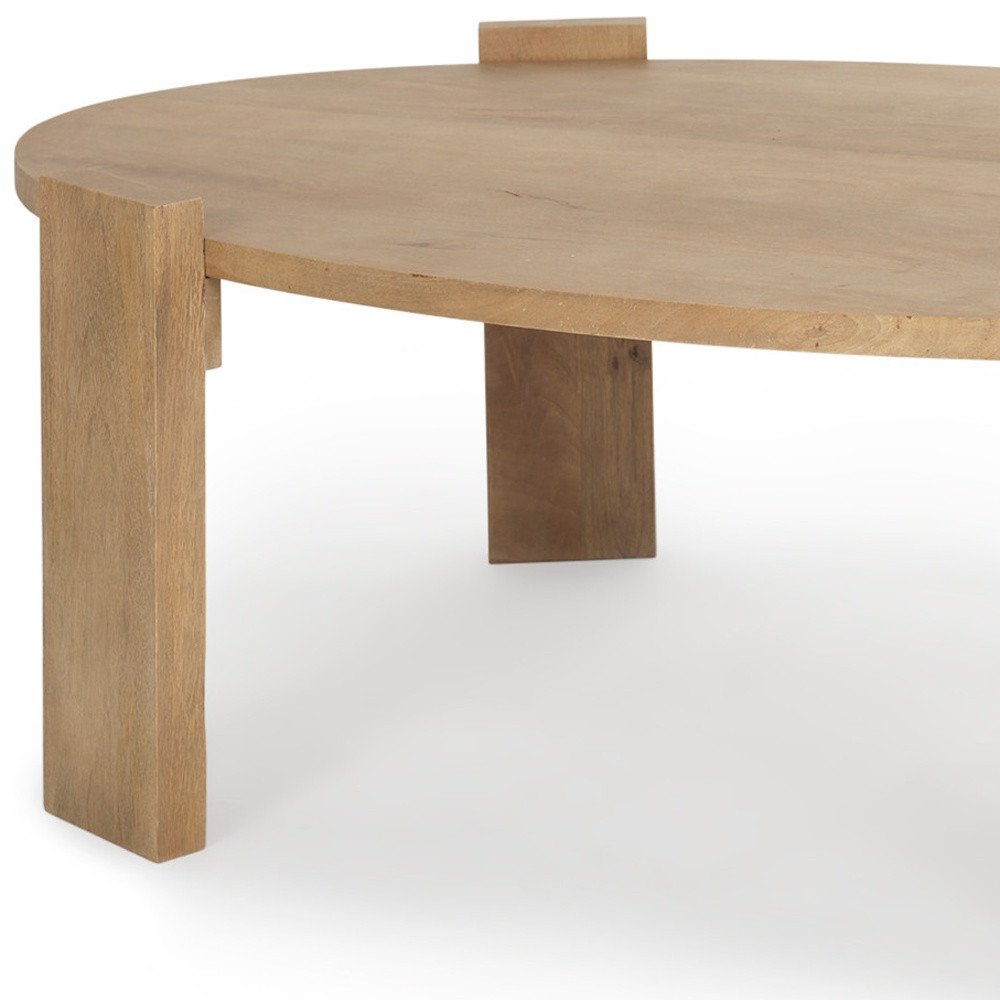 Natural Solid Wood Oval Coffee Table - 48-inch