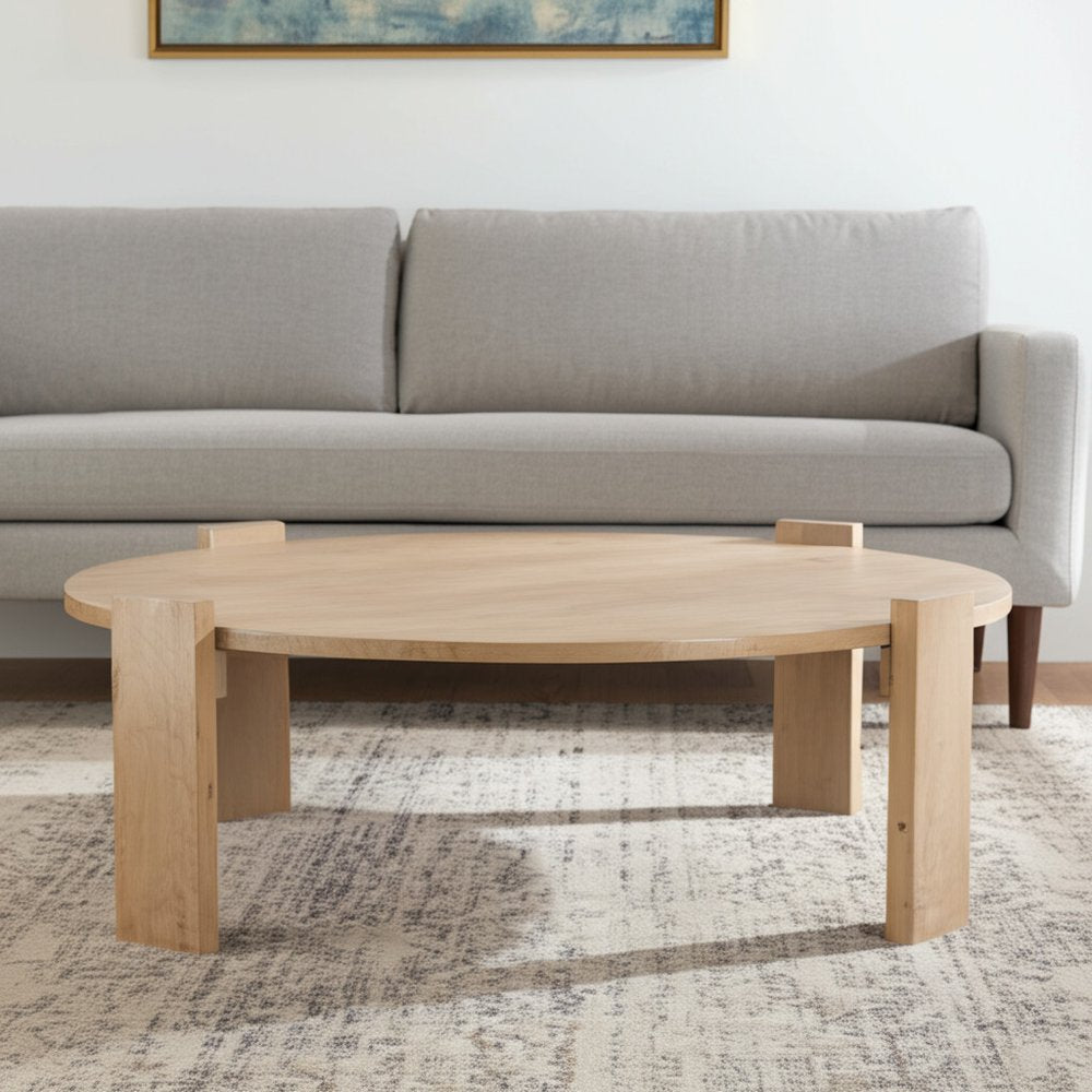 Natural Solid Wood Oval Coffee Table - 48-inch