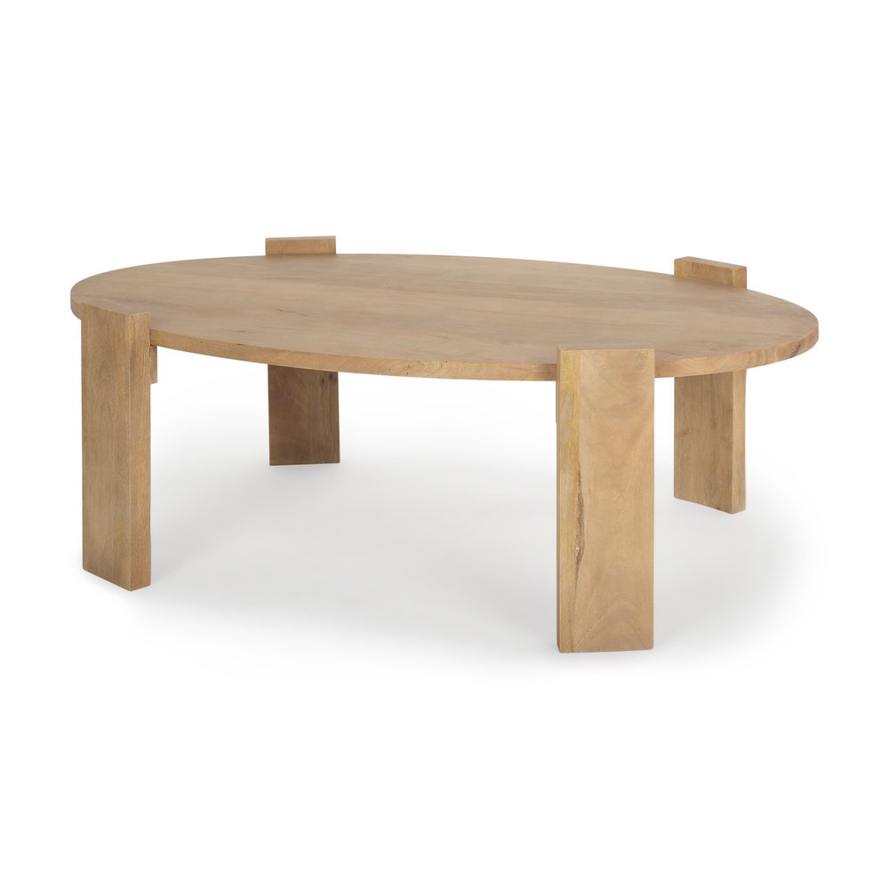 Natural Solid Wood Oval Coffee Table - 48-inch