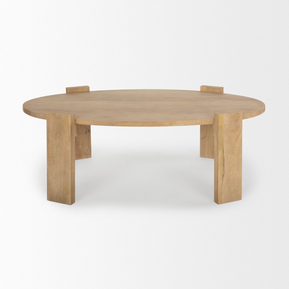 Natural Solid Wood Oval Coffee Table - 48-inch