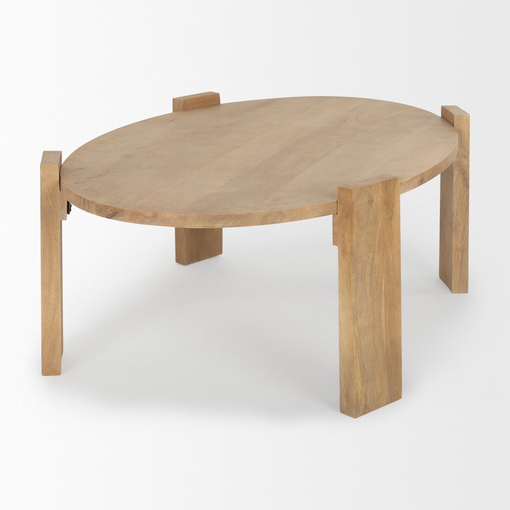 Natural Solid Wood Oval Coffee Table - 48-inch