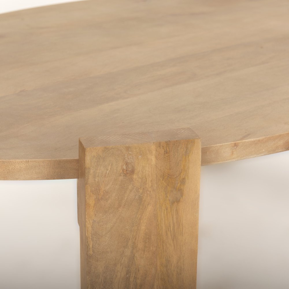 Natural Solid Wood Oval Coffee Table - 48-inch