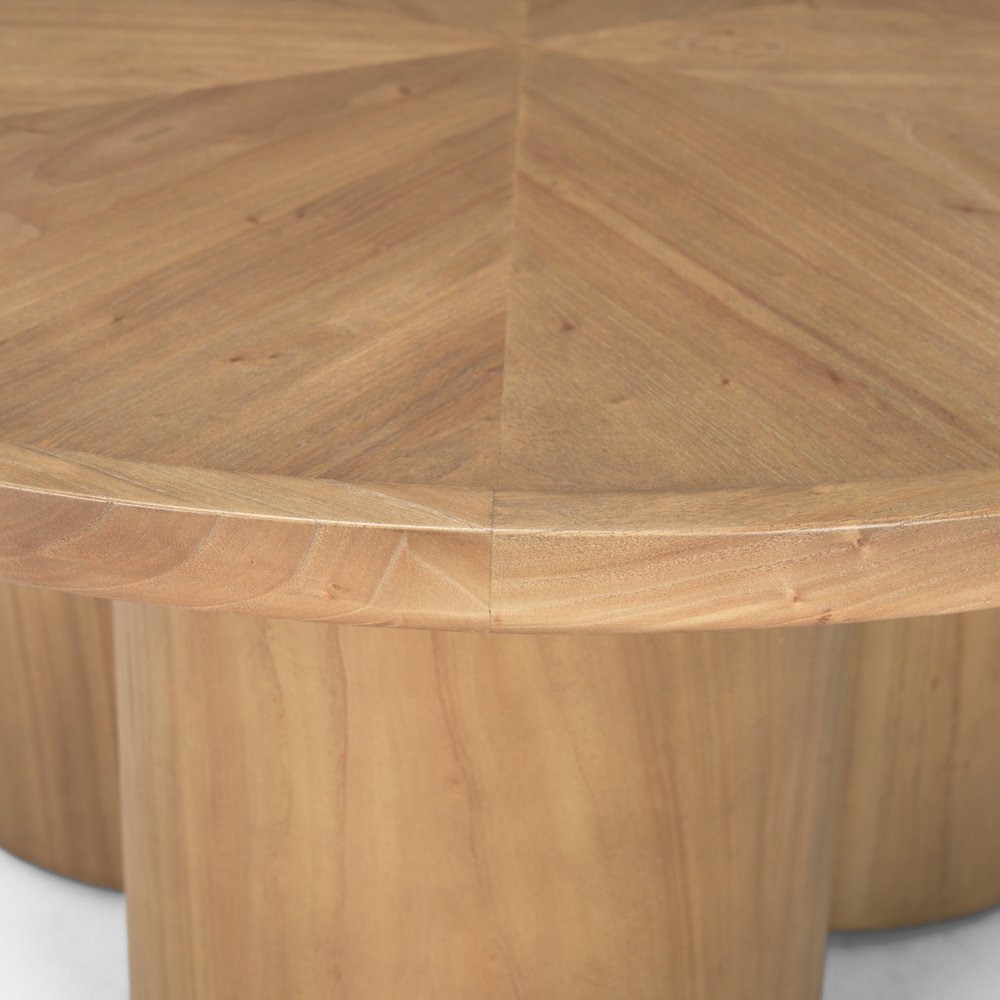 Natural Solid Wood Round Pedestal Coffee Table - 39-inch