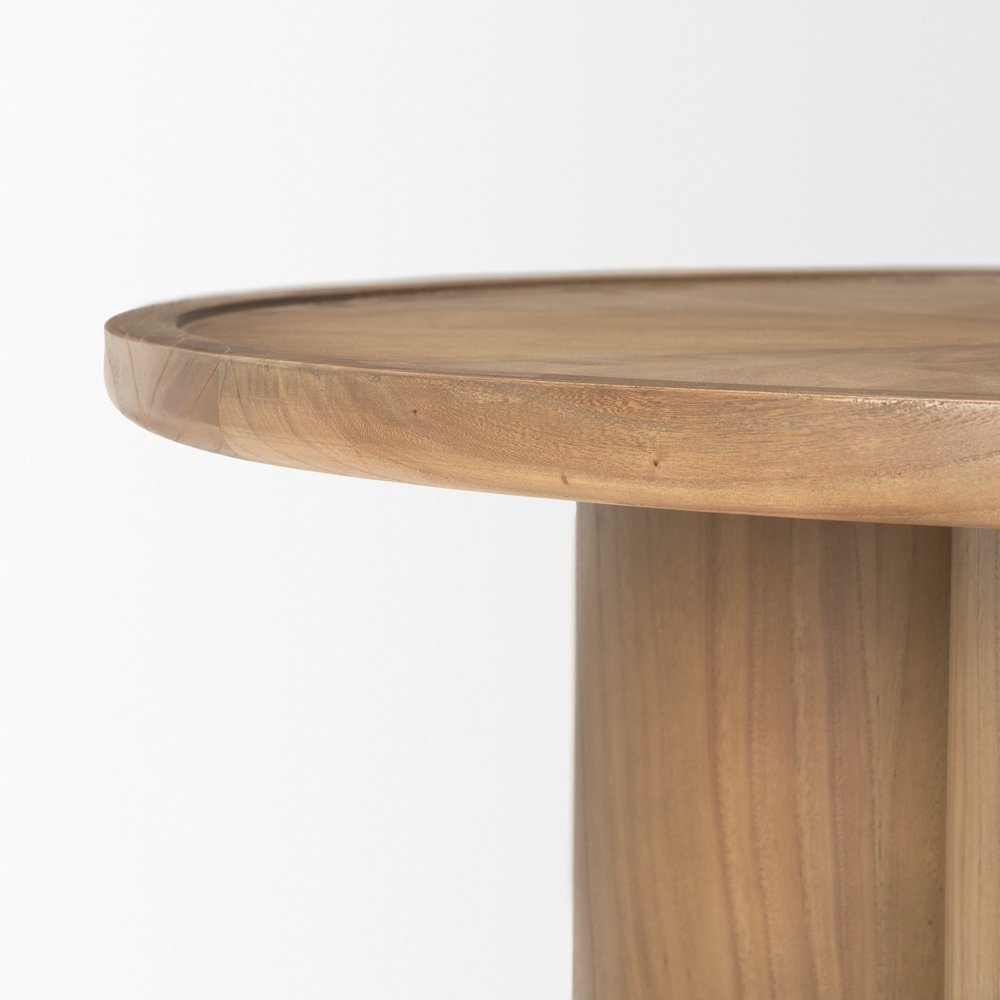 Natural Solid Wood Round Pedestal Coffee Table - 39-inch