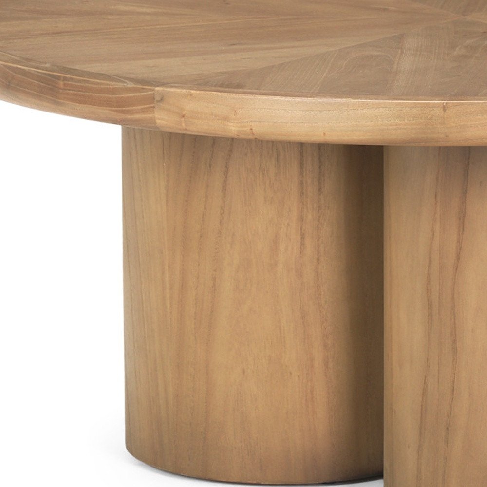 Natural Solid Wood Round Pedestal Coffee Table - 39-inch