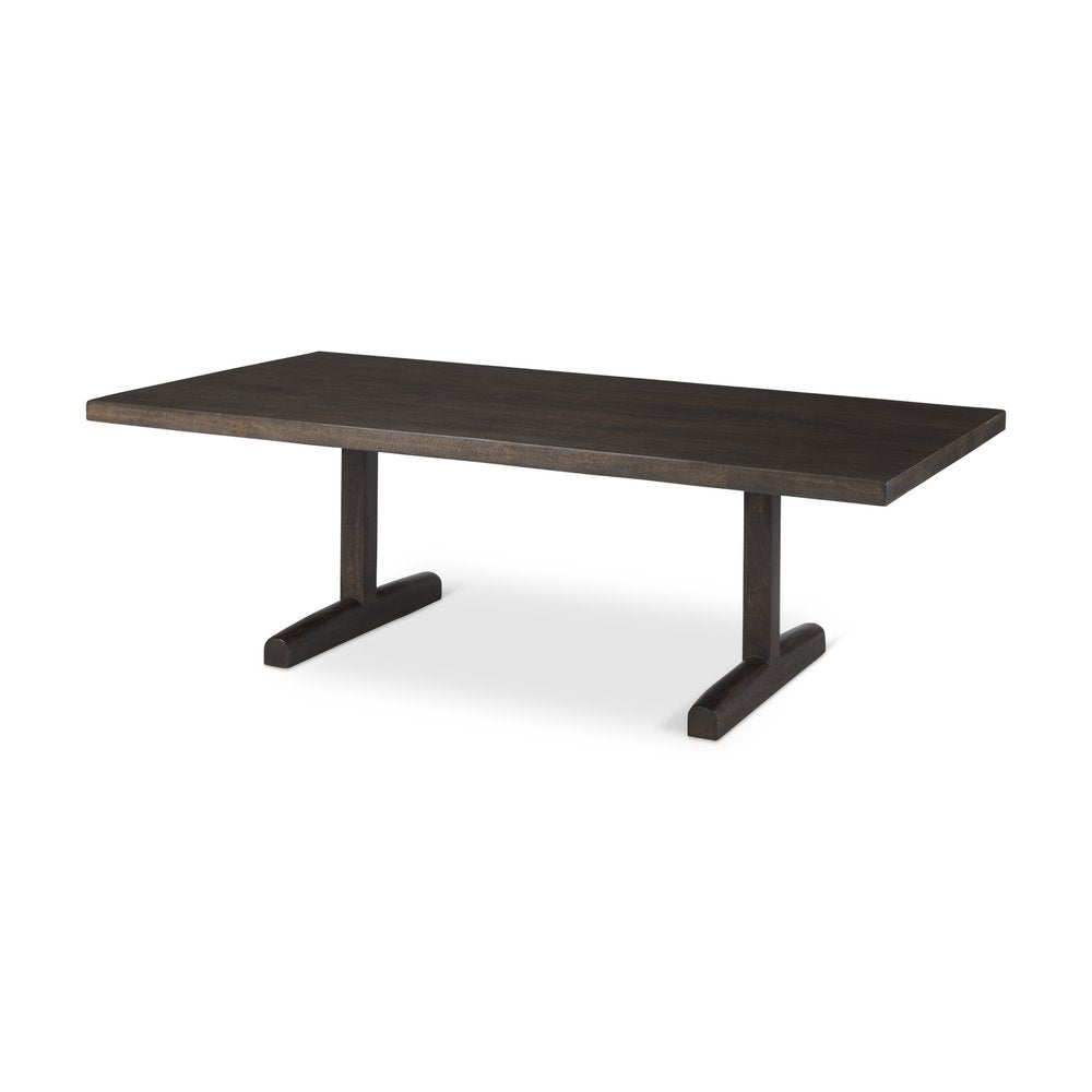 Dark Brown Solid Wood Double Pedestal Coffee Table - 55-inch