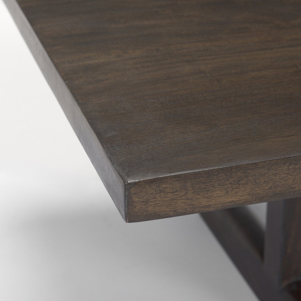 Dark Brown Solid Wood Double Pedestal Coffee Table - 55-inch
