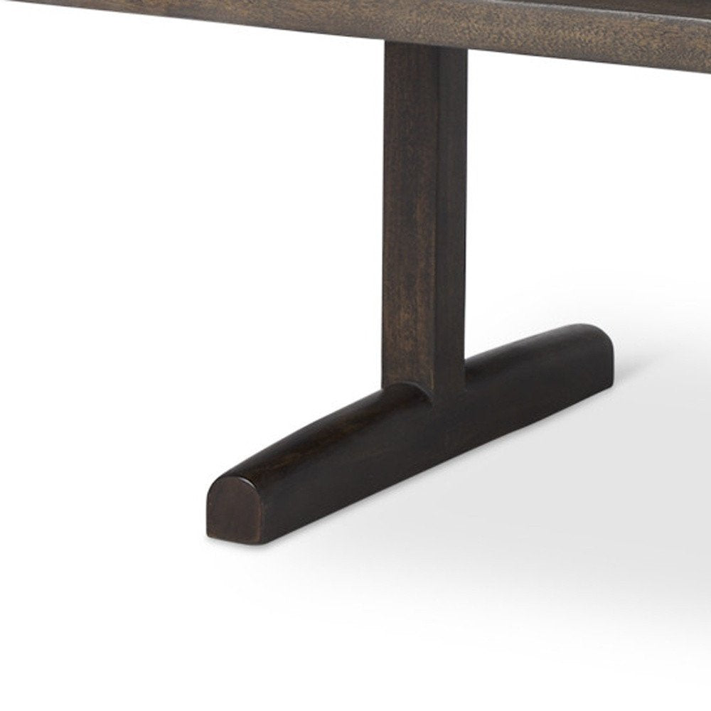 Dark Brown Solid Wood Double Pedestal Coffee Table - 55-inch