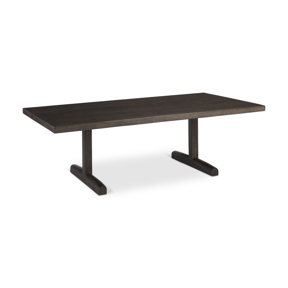 Dark Brown Solid Wood Double Pedestal Coffee Table - 55-inch