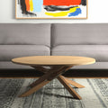 Natural Solid Wood Round Cross Legs Coffee Table - 42-inch
