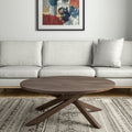 Brown Solid Wood Round Cross Legs Coffee Table - 42-inch