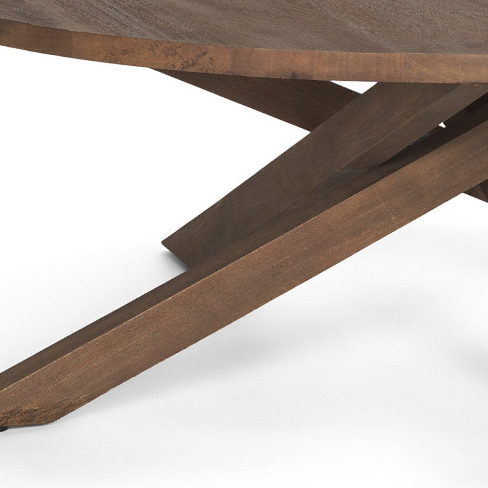 Brown Solid Wood Round Cross Legs Coffee Table - 42-inch