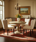 Five Piece Natural Round Solid Wood Dining Set with Four Chairs