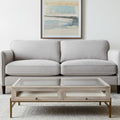 Off White Clear and Gold Solid Wood Glass and Iron Storage Coffee Table