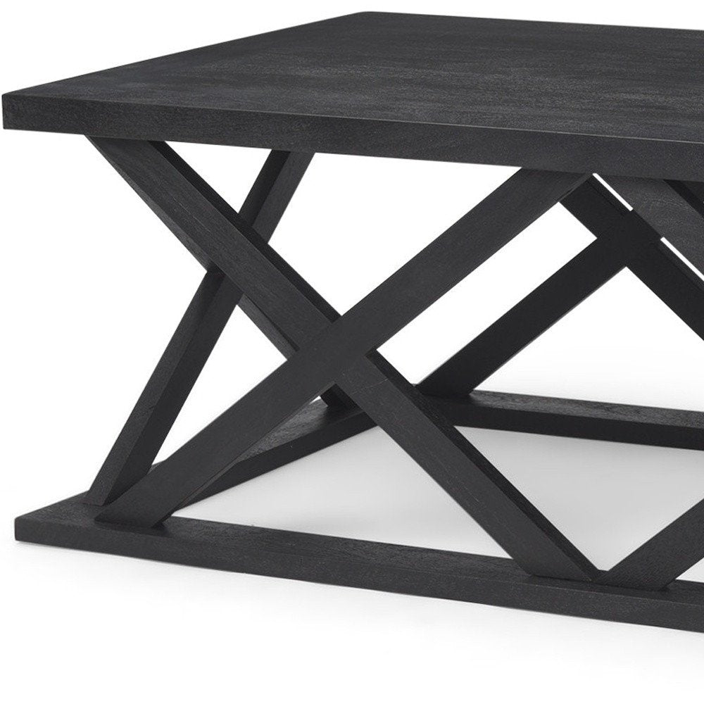 Black Solid Wood Geo Frame Coffee Table - 48-inch