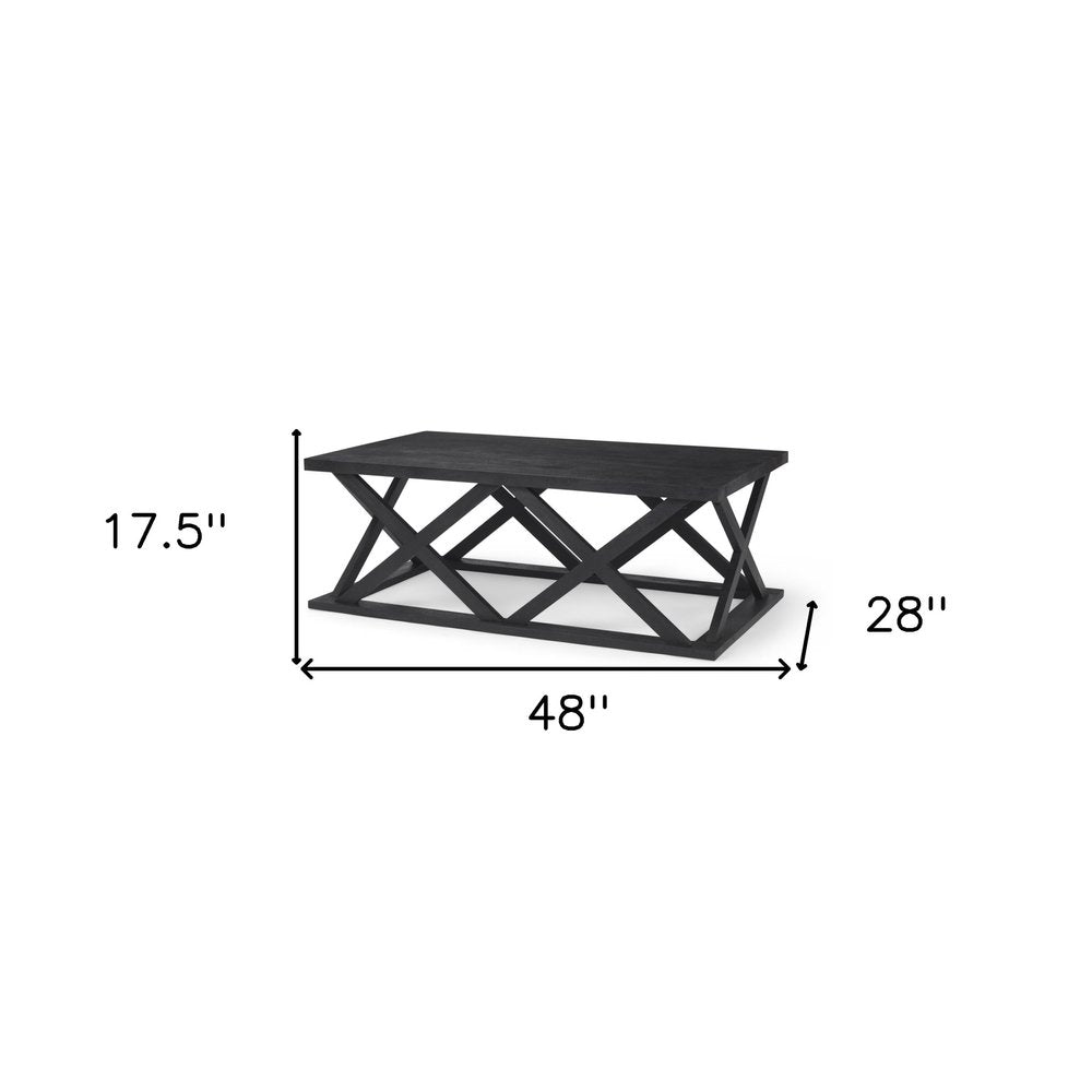 Black Solid Wood Geo Frame Coffee Table - 48-inch