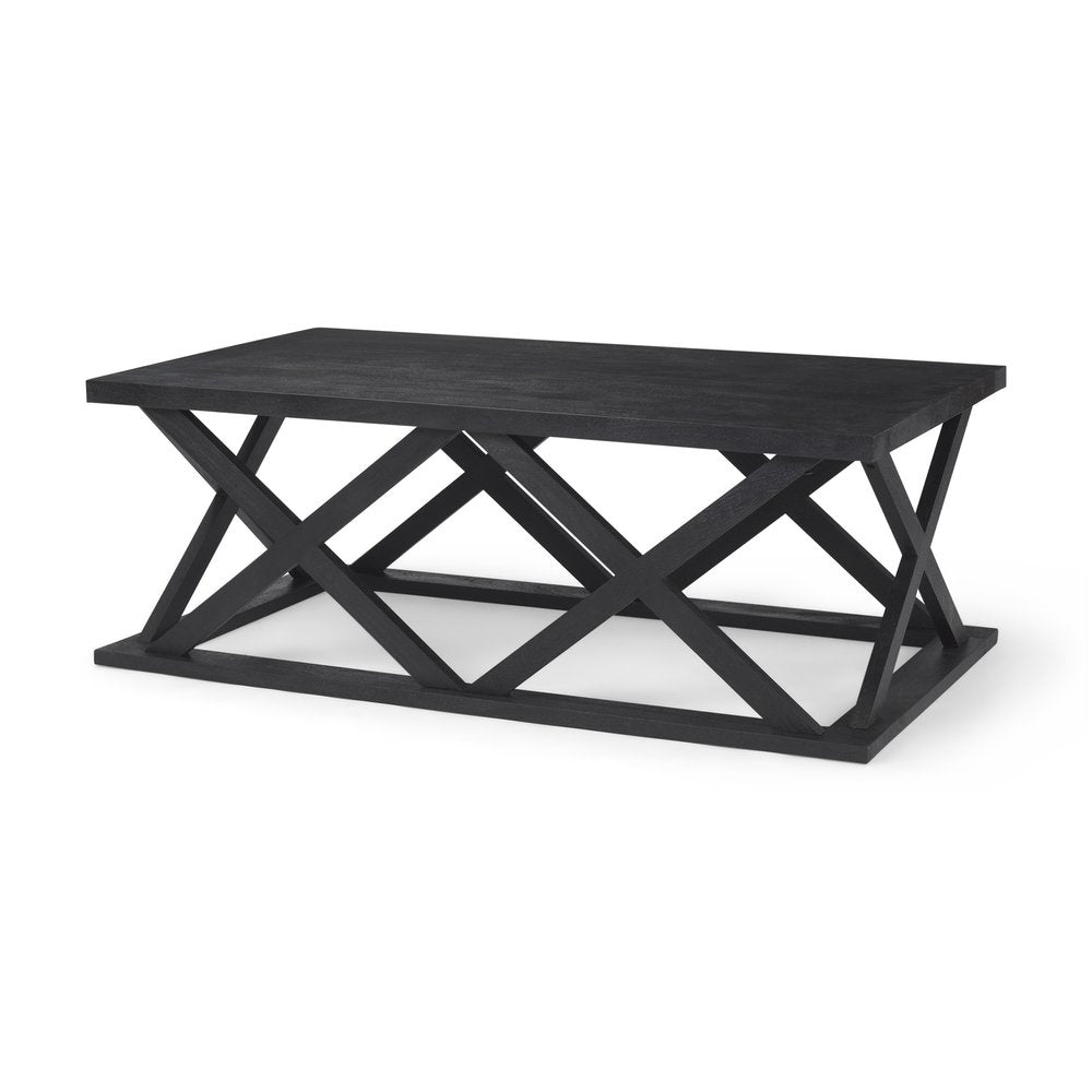 Black Solid Wood Geo Frame Coffee Table - 48-inch