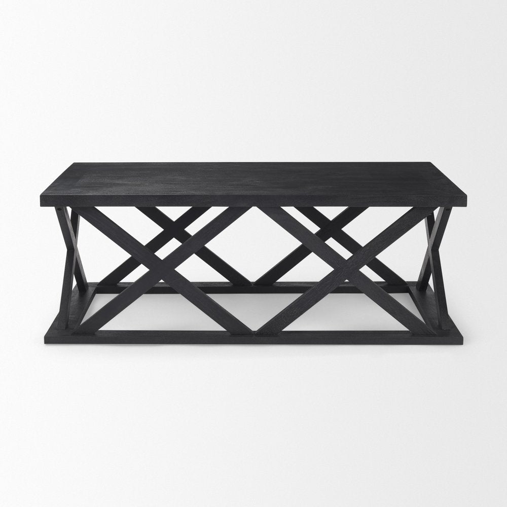 Black Solid Wood Geo Frame Coffee Table - 48-inch