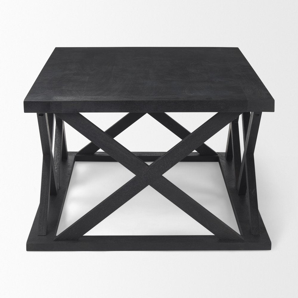 Black Solid Wood Geo Frame Coffee Table - 48-inch