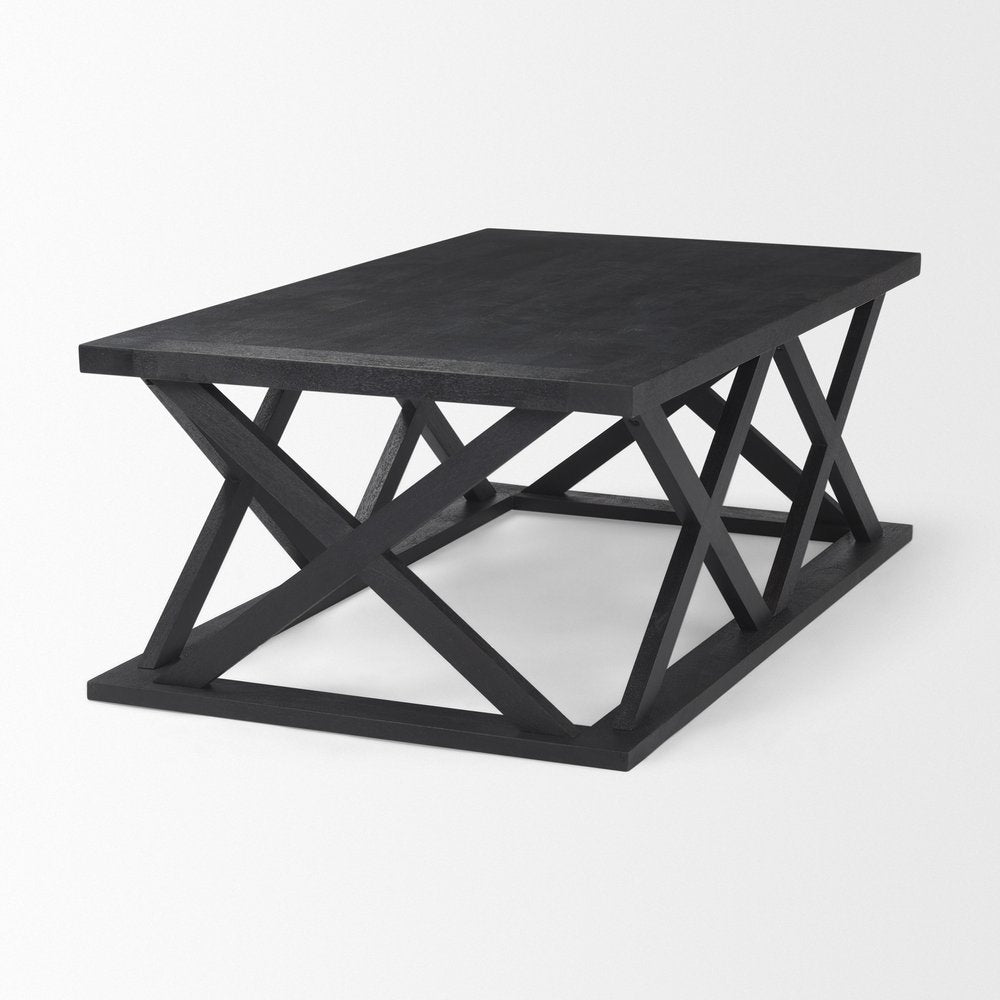 Black Solid Wood Geo Frame Coffee Table - 48-inch