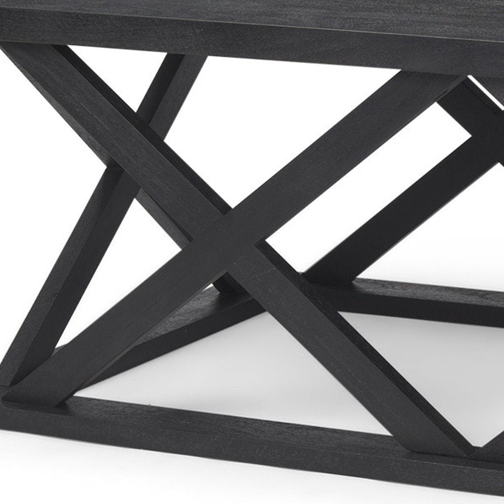 Black Solid Wood Geo Frame Coffee Table - 48-inch