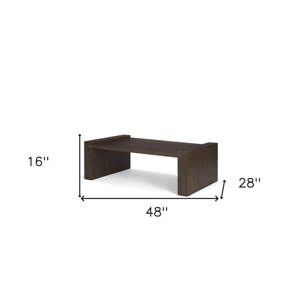 Dark Brown Solid Wood Sled Coffee Table - 48-inch