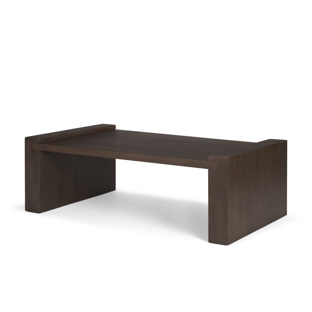 Dark Brown Solid Wood Sled Coffee Table - 48-inch