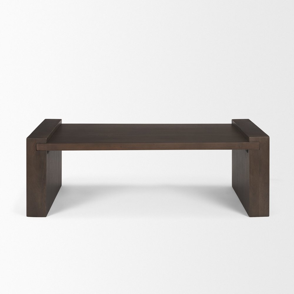 Dark Brown Solid Wood Sled Coffee Table - 48-inch