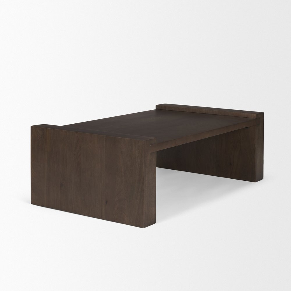 Dark Brown Solid Wood Sled Coffee Table - 48-inch